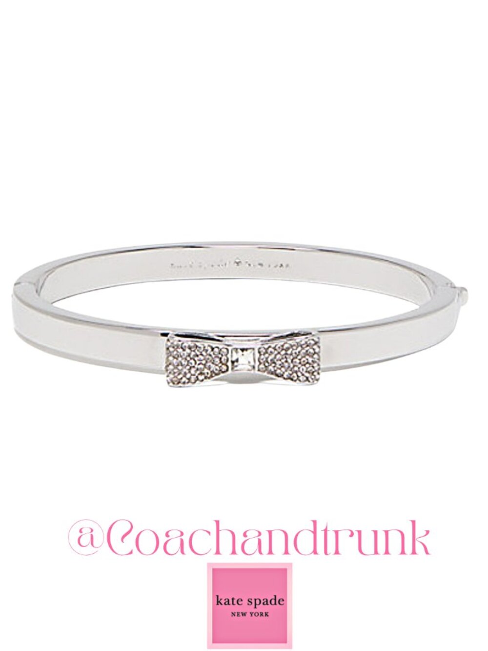 KATE SPADE Ready Set Bow‎ Silver And Pave' Bangle Bracelet NWT